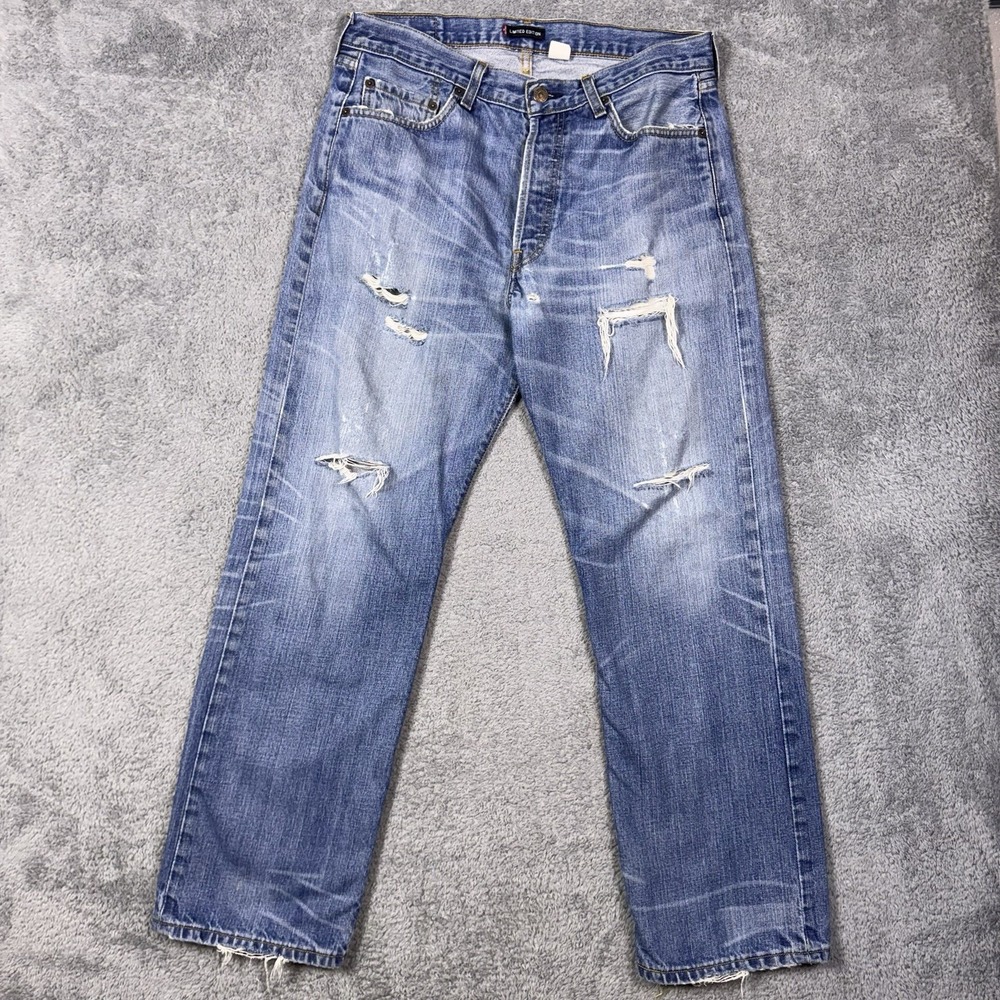 Vintage Levi's 501xx Limited Edition Jeans Mens 34x30 Distressed Y2K Button Fly